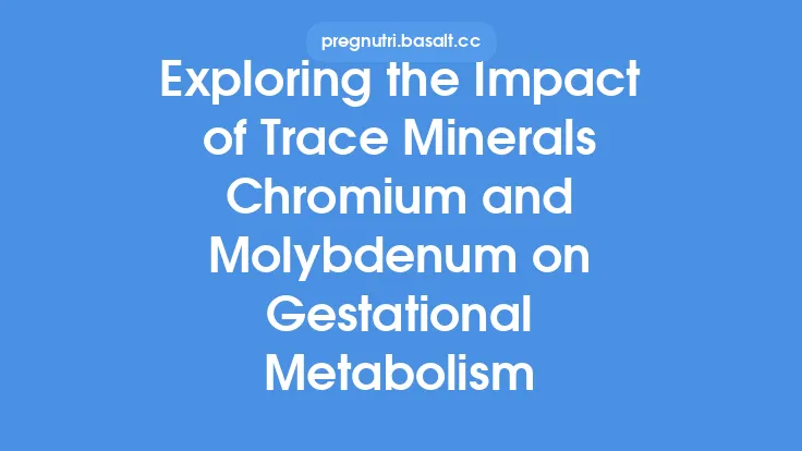 Exploring the Impact of Trace Minerals Chromium and Molybdenum on Gestational Metabolism Thumbnail