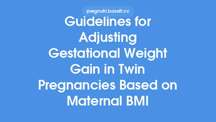 Guidelines for Adjusting Gestational Weight Gain in Twin Pregnancies Based on Maternal BMI Thumbnail