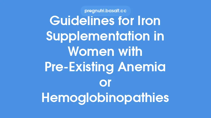 Guidelines for Iron Supplementation in Women with Pre‑Existing Anemia or Hemoglobinopathies Thumbnail