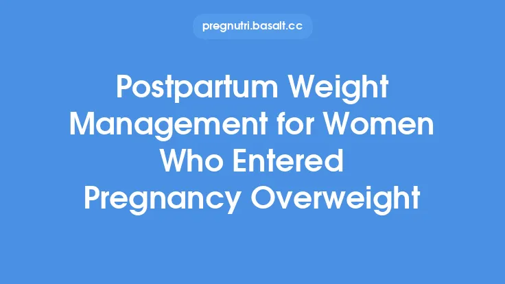 Postpartum Weight Management for Women Who Entered Pregnancy Overweight Thumbnail