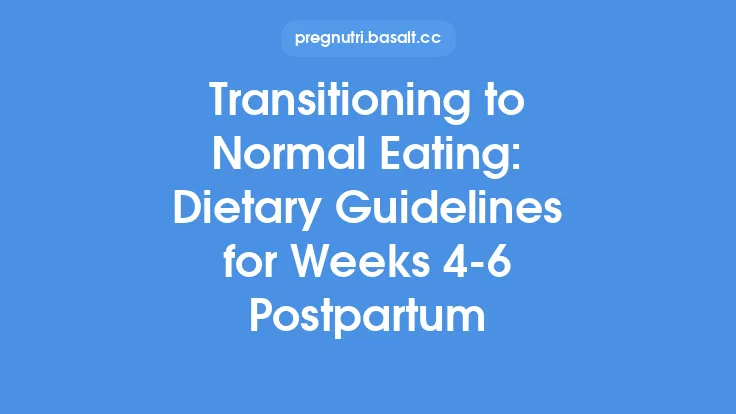 Transitioning to Normal Eating: Dietary Guidelines for Weeks 4‑6 Postpartum Thumbnail